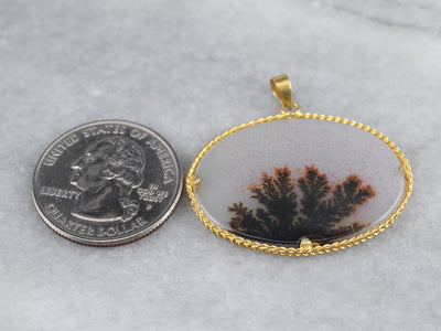 Dendritic Agate East to West Gold Pendant