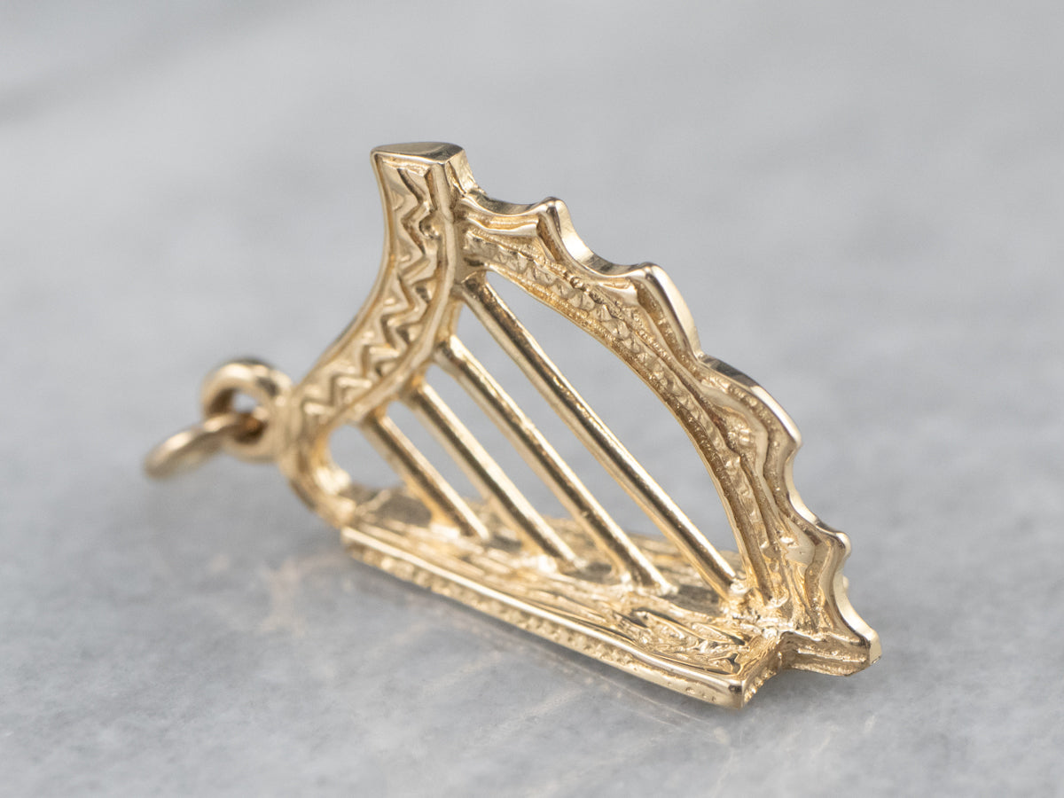 Celtic Harp 14K Gold Charm