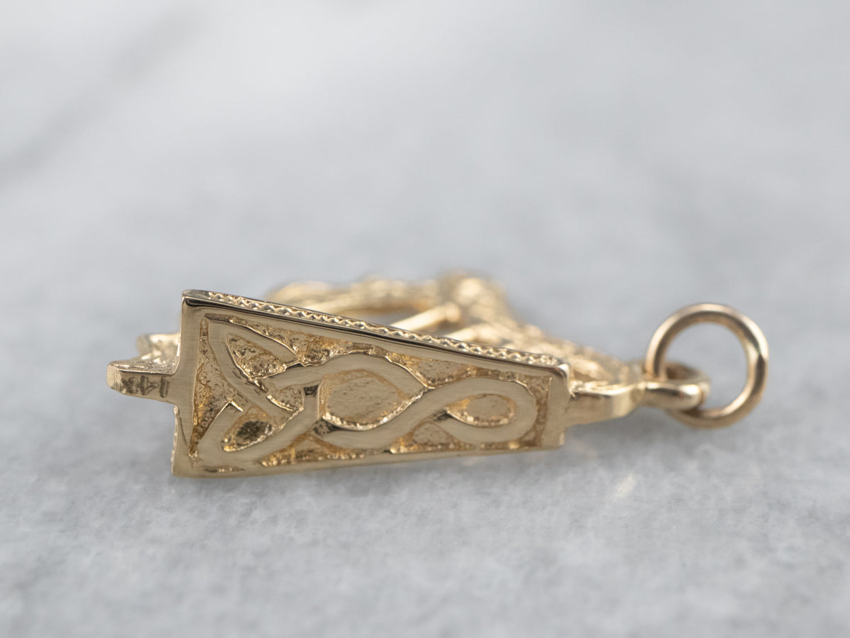Celtic Harp 14K Gold Charm