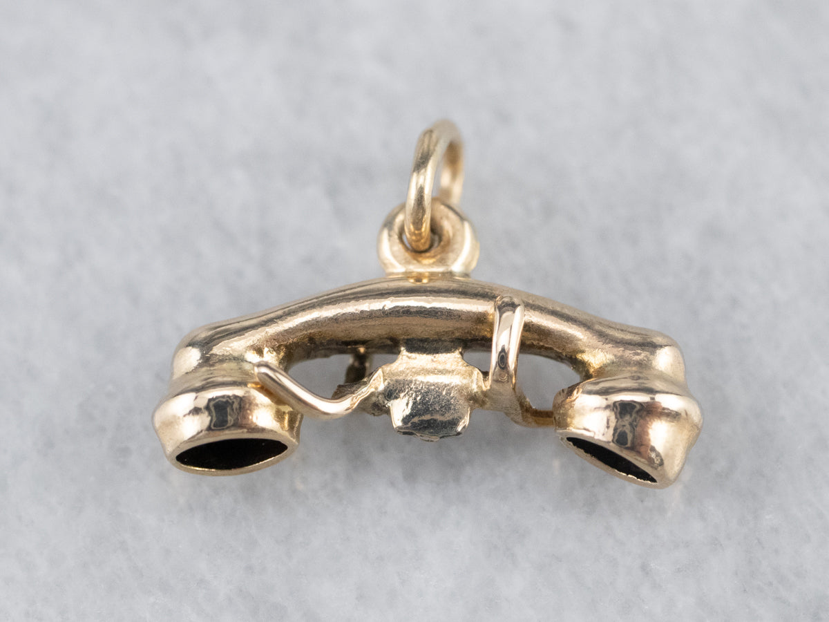 Vintage Phone Receiver Gold Charm