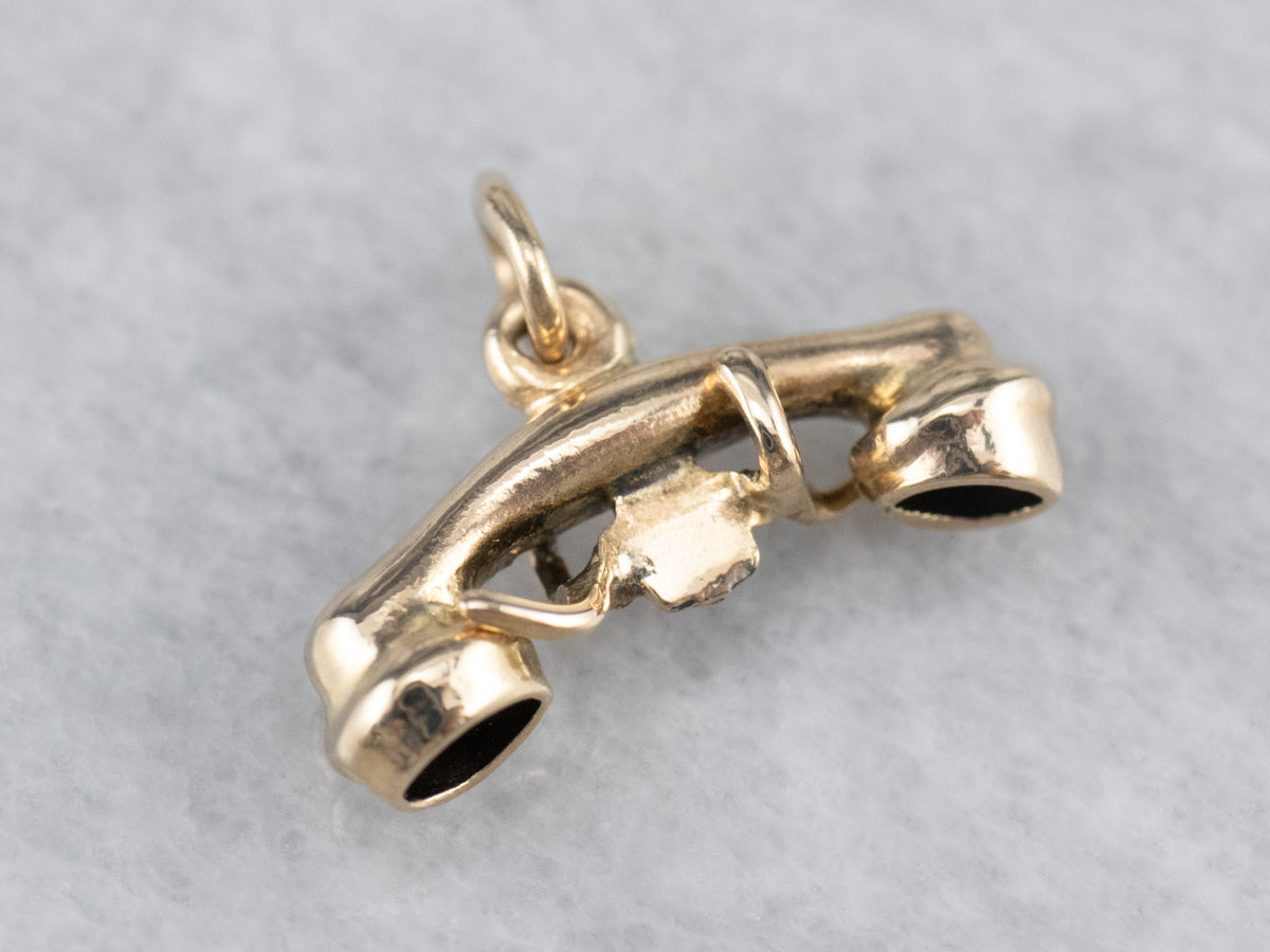 Vintage Phone Receiver Gold Charm