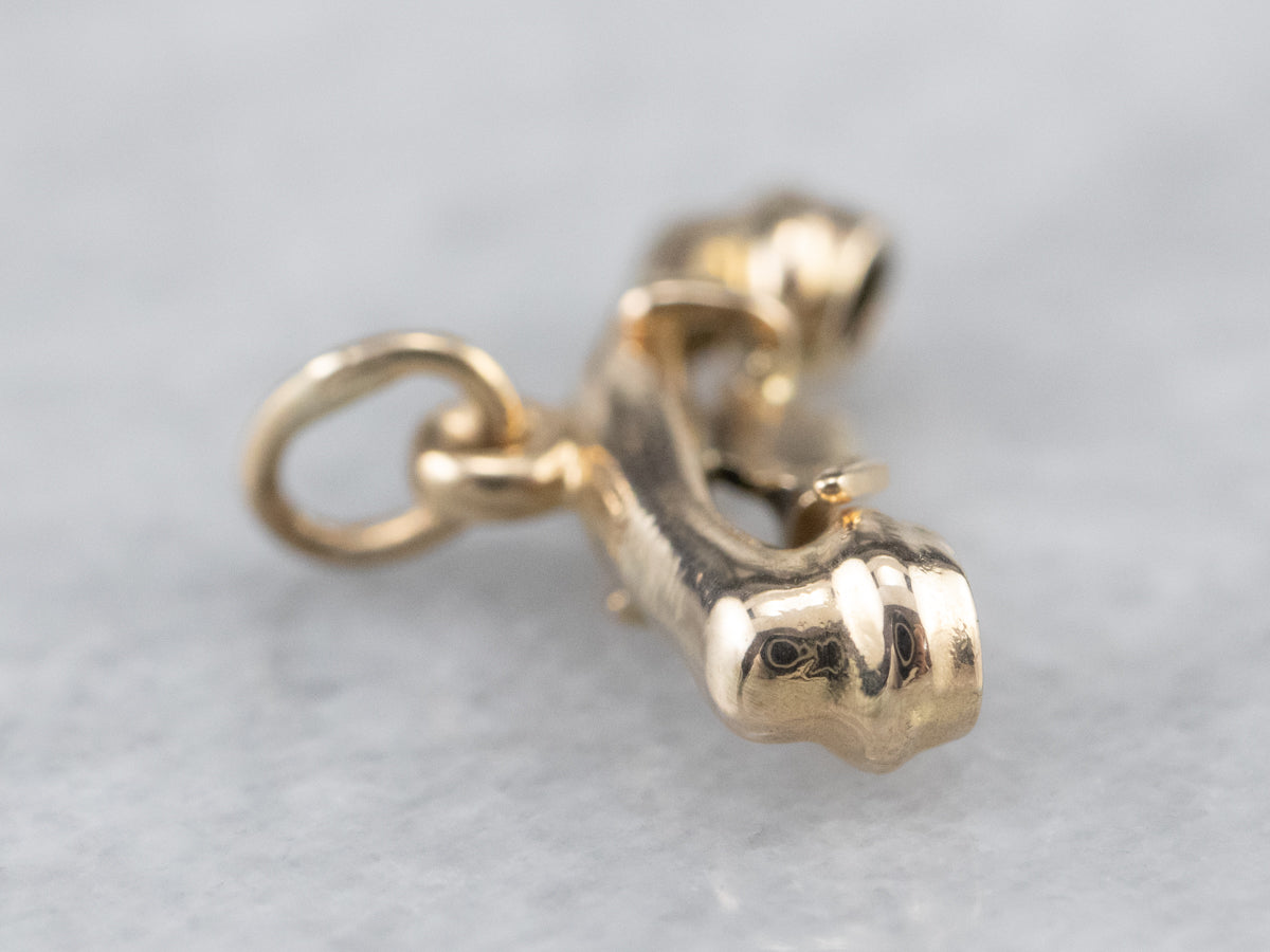 Vintage Phone Receiver Gold Charm