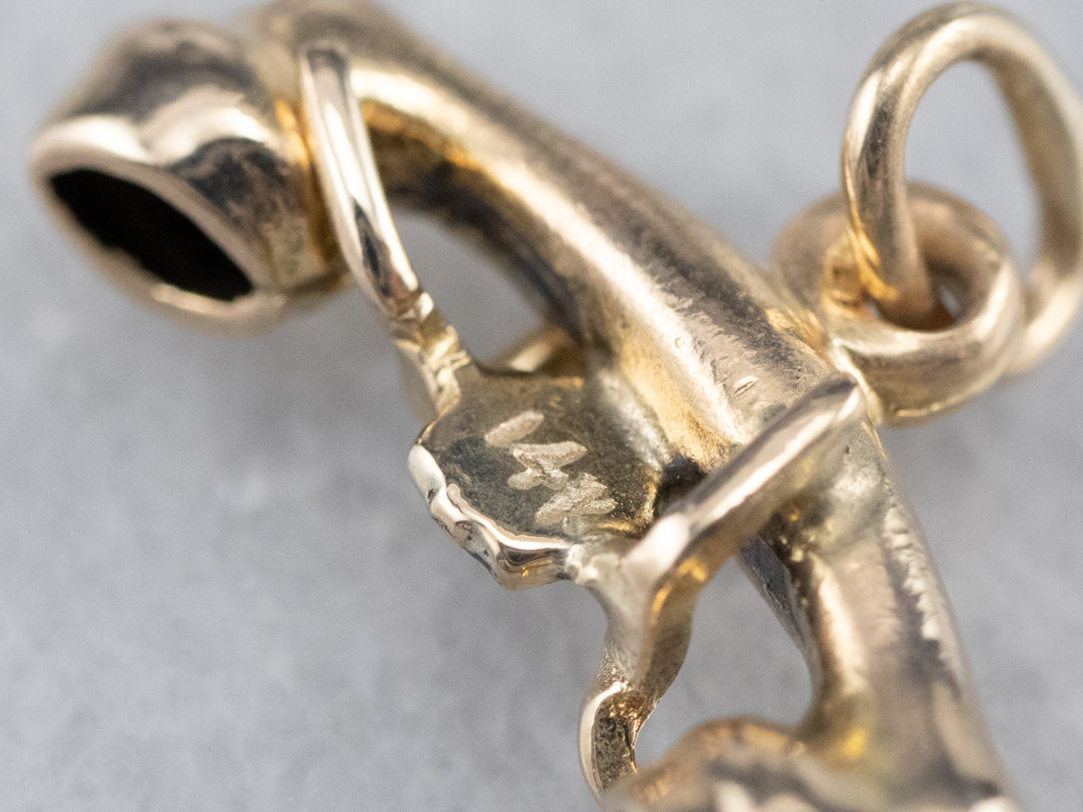 Vintage Phone Receiver Gold Charm