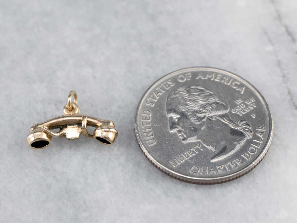 Vintage Phone Receiver Gold Charm