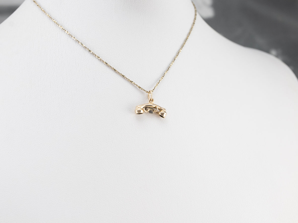 Vintage Phone Receiver Gold Charm