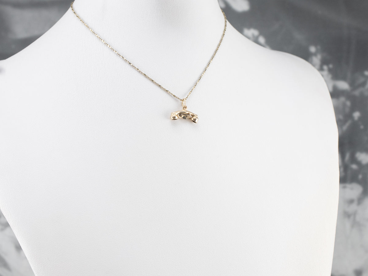 Vintage Phone Receiver Gold Charm