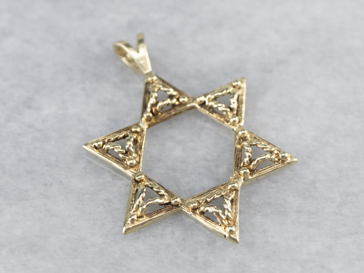 Gold Filigree Star of David Pendant