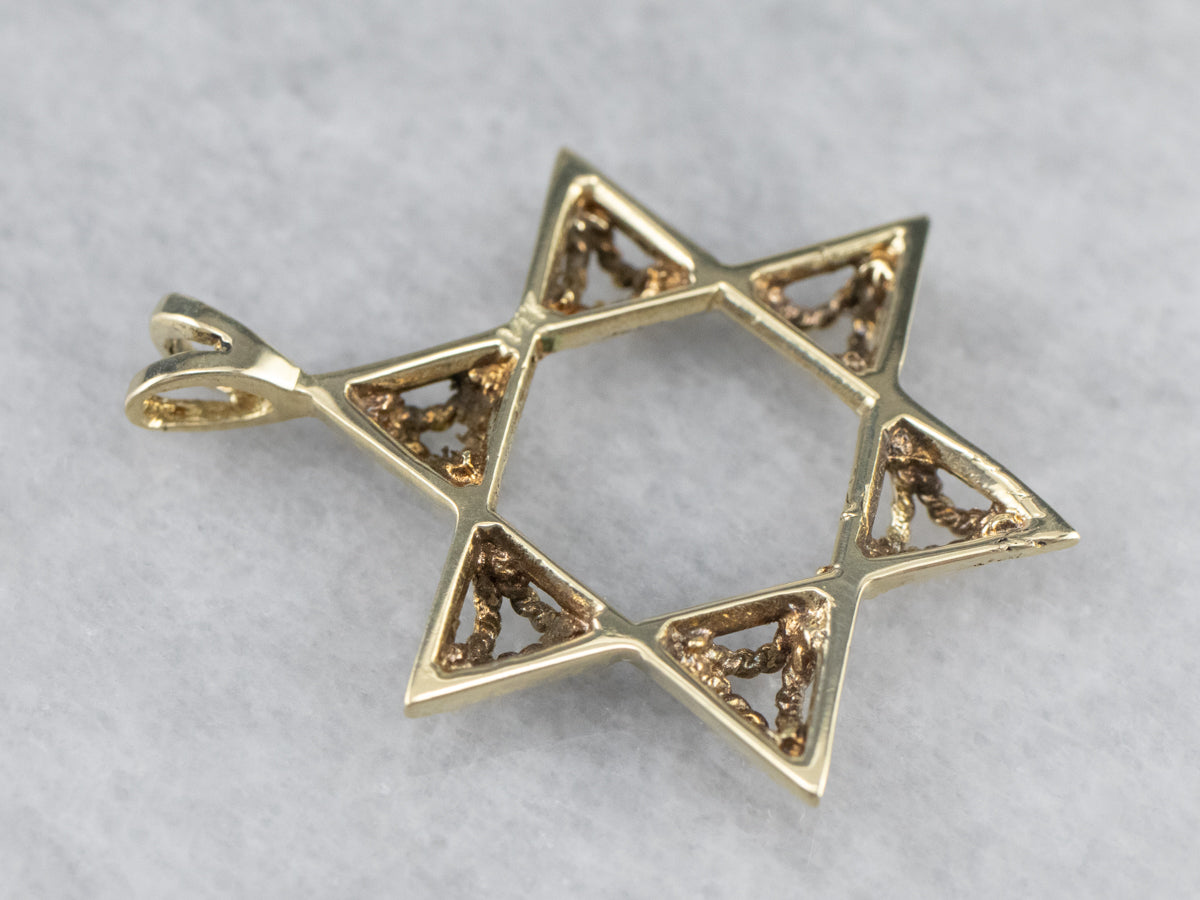 Gold Filigree Star of David Pendant