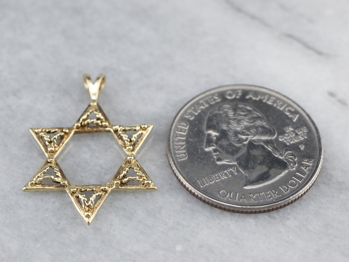 Gold Filigree Star of David Pendant