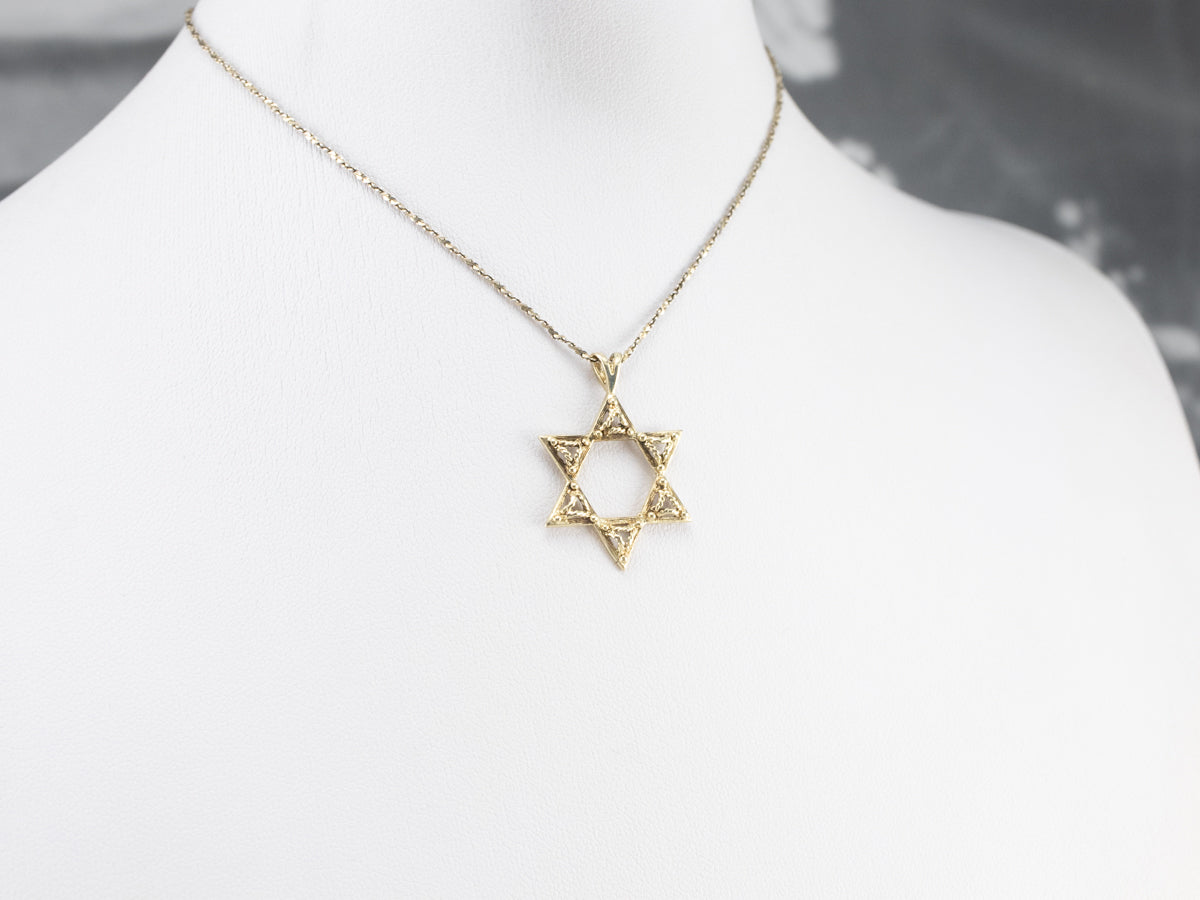 Gold Filigree Star of David Pendant