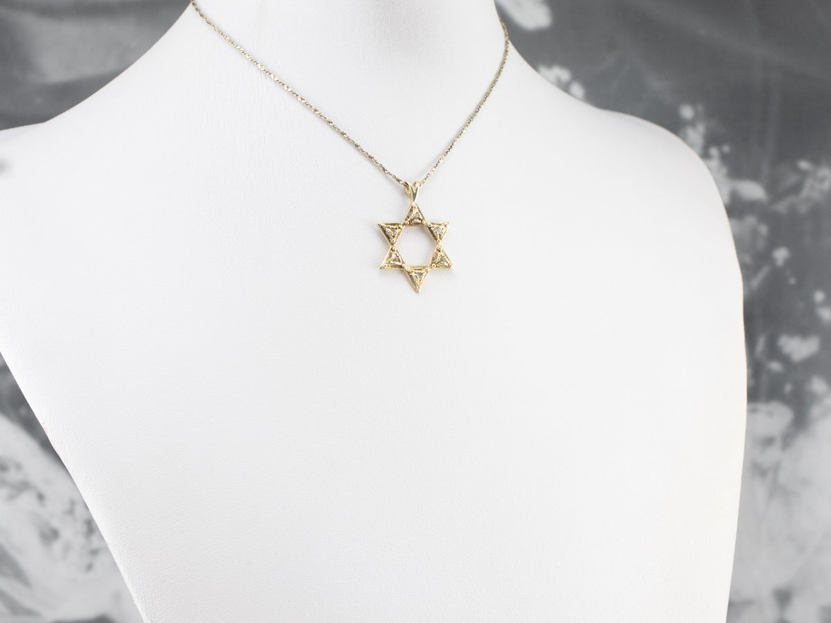Gold Filigree Star of David Pendant