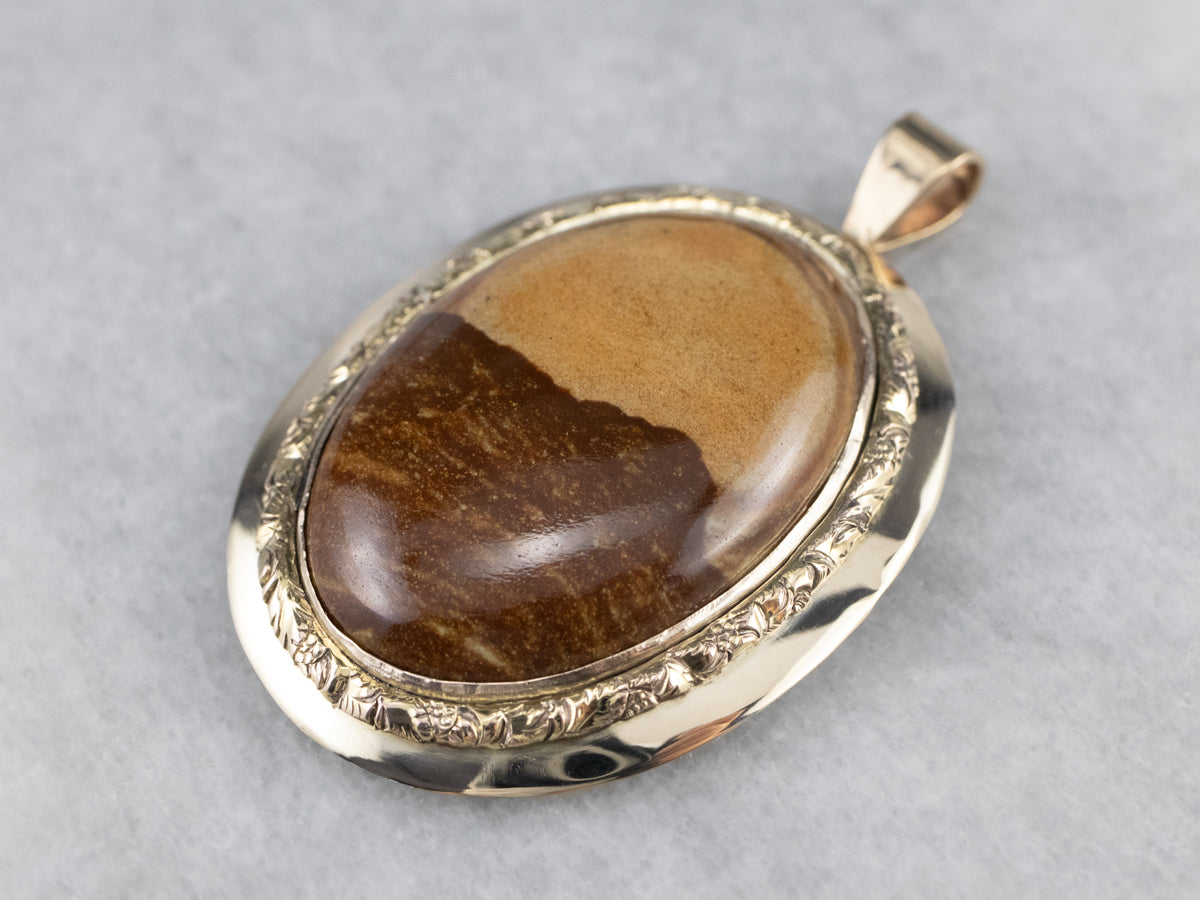 Etched Gold Jasper Pendant