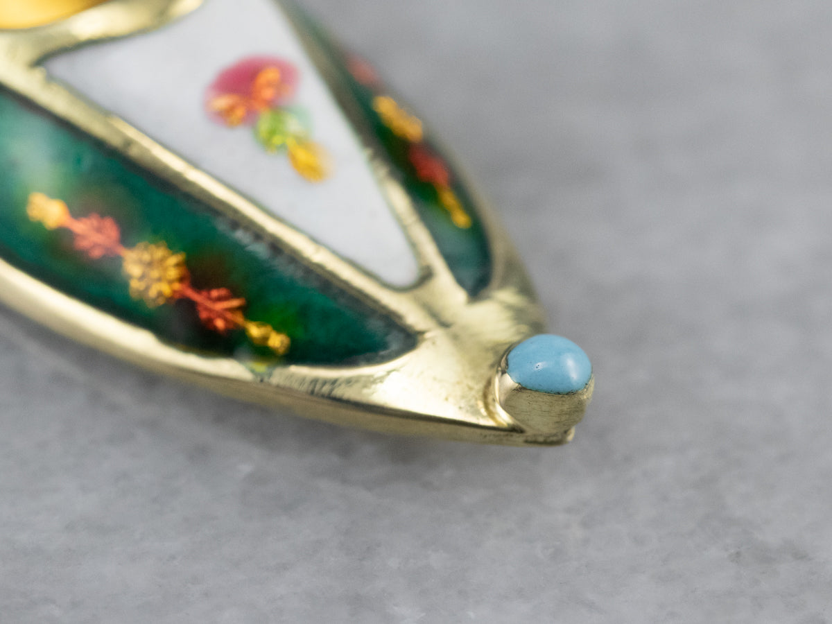 Vintage Enamel Gold Pointed Slipper Charm