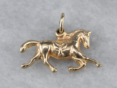 Vintage Running Horse Gold Charm