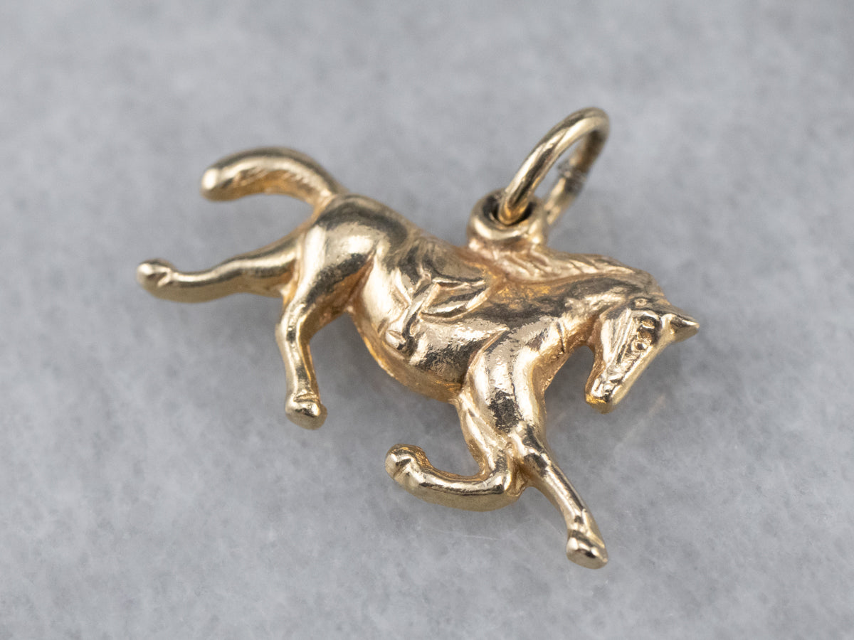 Vintage Running Horse Gold Charm