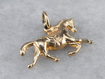 Vintage Running Horse Gold Charm