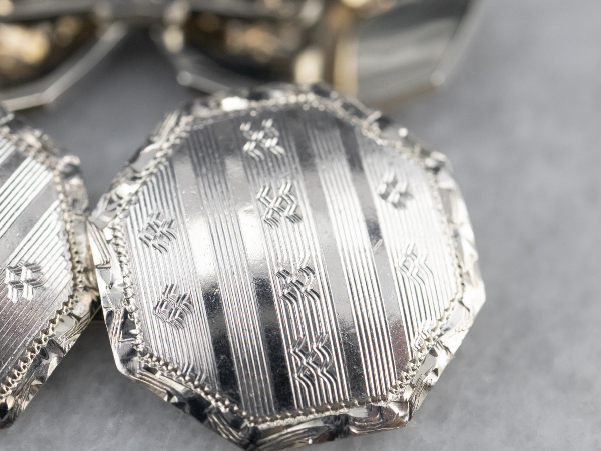 Art Deco Octagonal White Gold Cufflinks