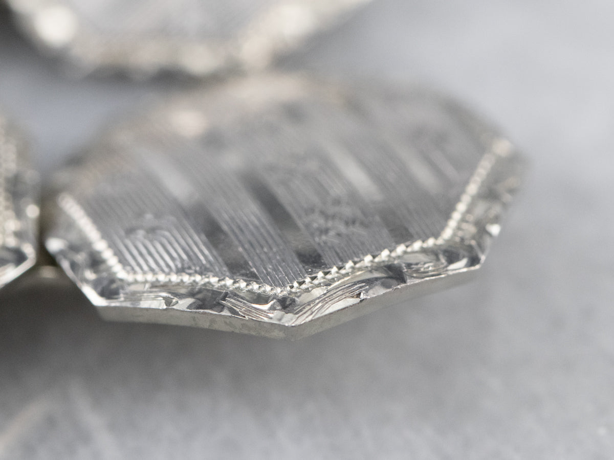 Art Deco Octagonal White Gold Cufflinks