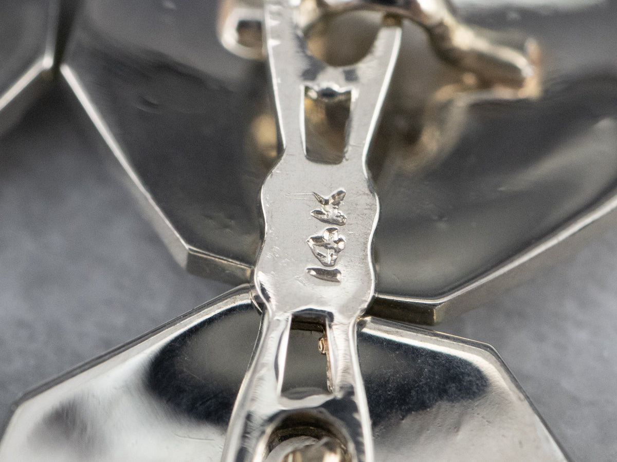 Art Deco Octagonal White Gold Cufflinks