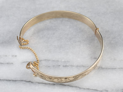 Vintage Engraved Gold Bangle Bracelet