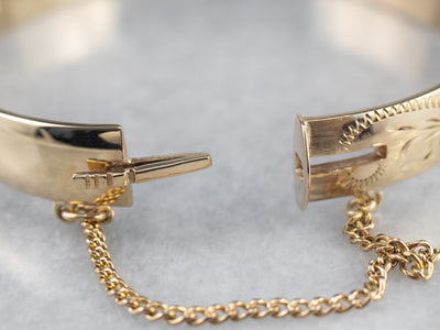 Vintage Engraved Gold Bangle Bracelet