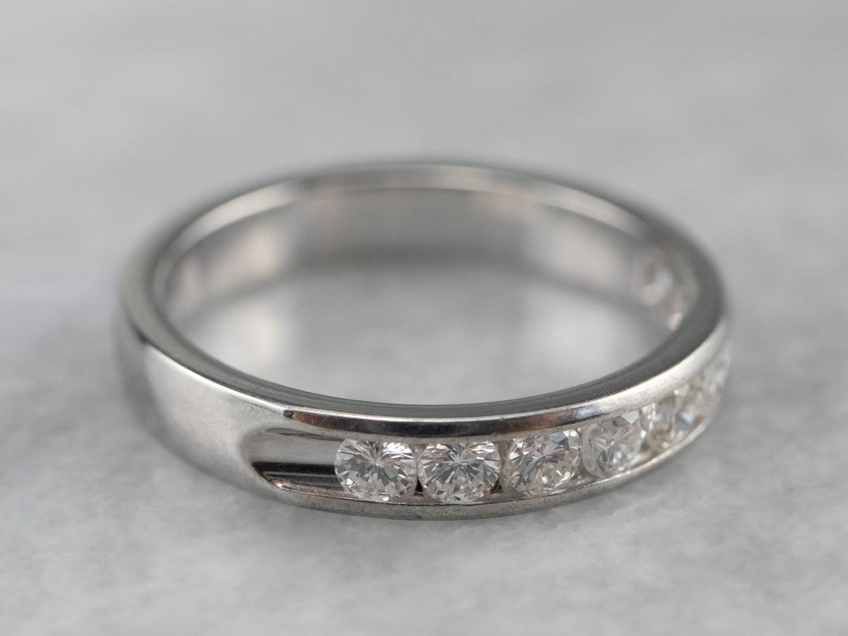 Channel Set Diamond Platinum Wedding Band