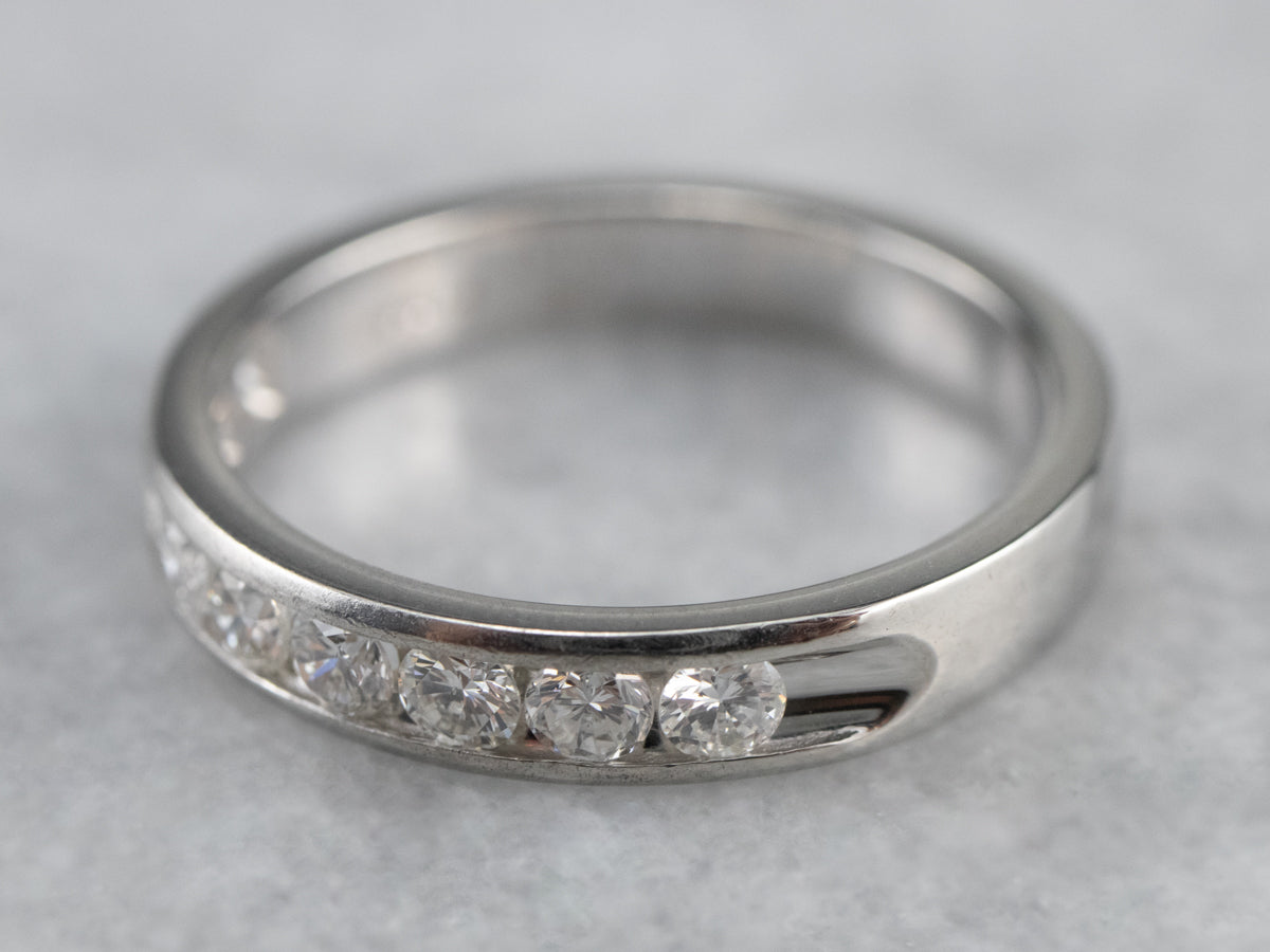 Channel Set Diamond Platinum Wedding Band