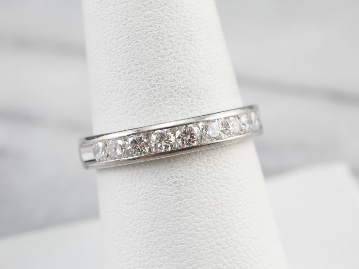 Channel Set Diamond Platinum Wedding Band