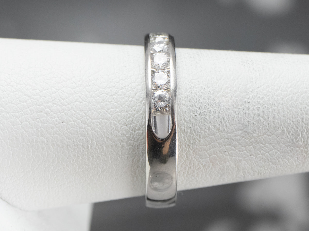 Channel Set Diamond Platinum Wedding Band