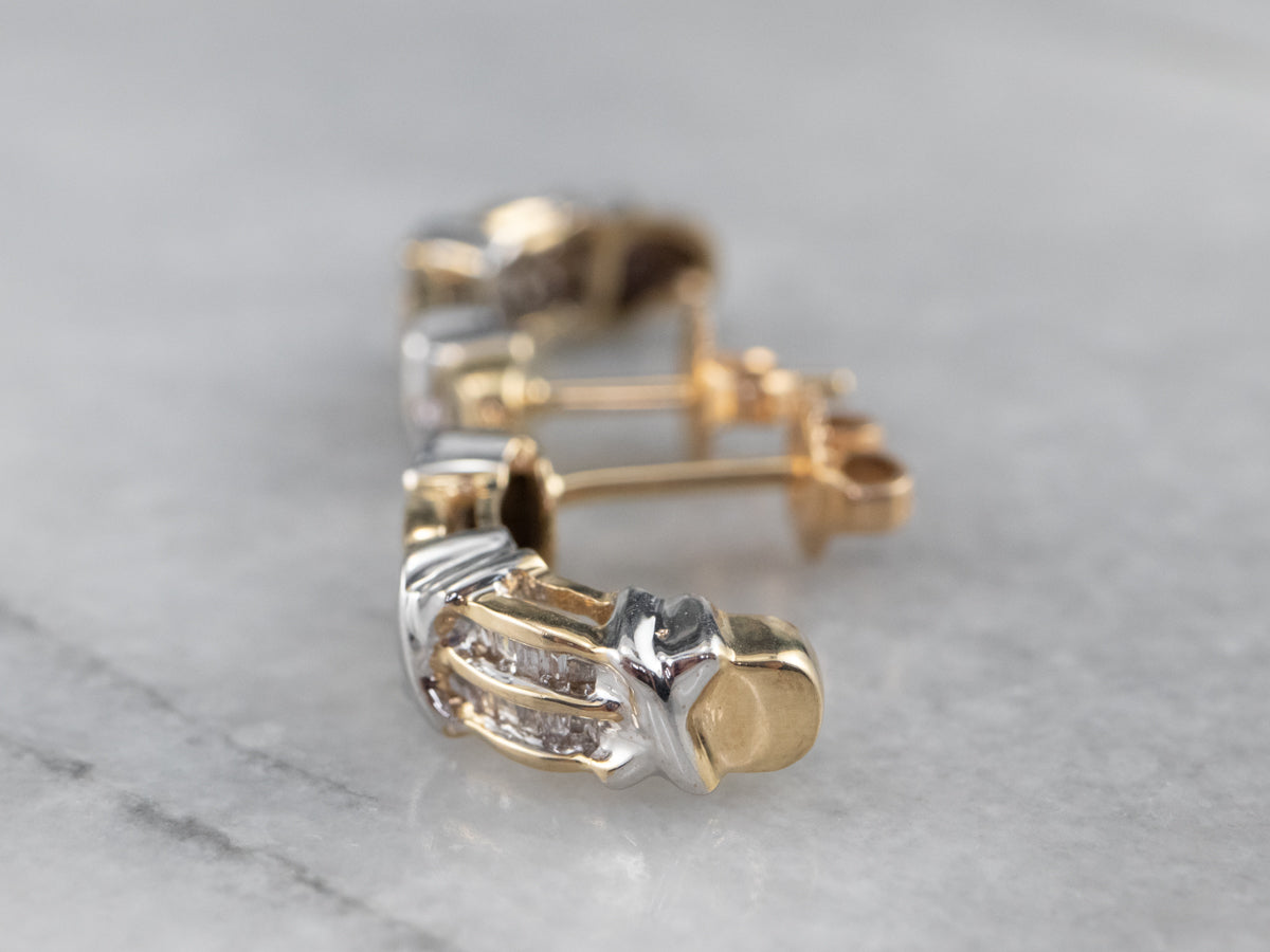 Modern Baguette Diamond Drop Earrings