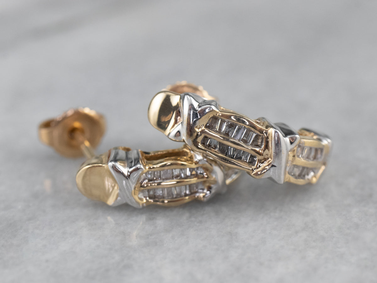 Modern Baguette Diamond Drop Earrings