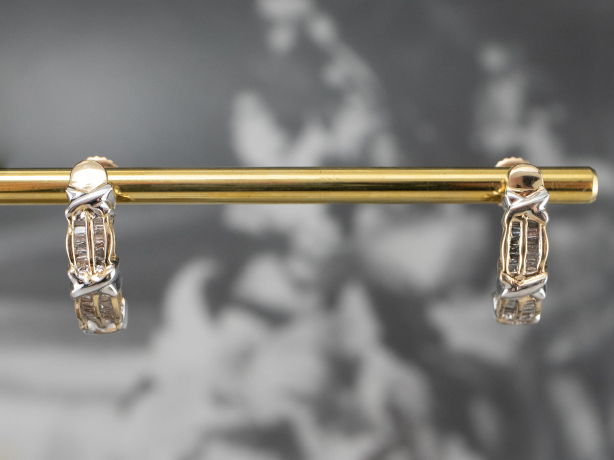 Modern Baguette Diamond Drop Earrings