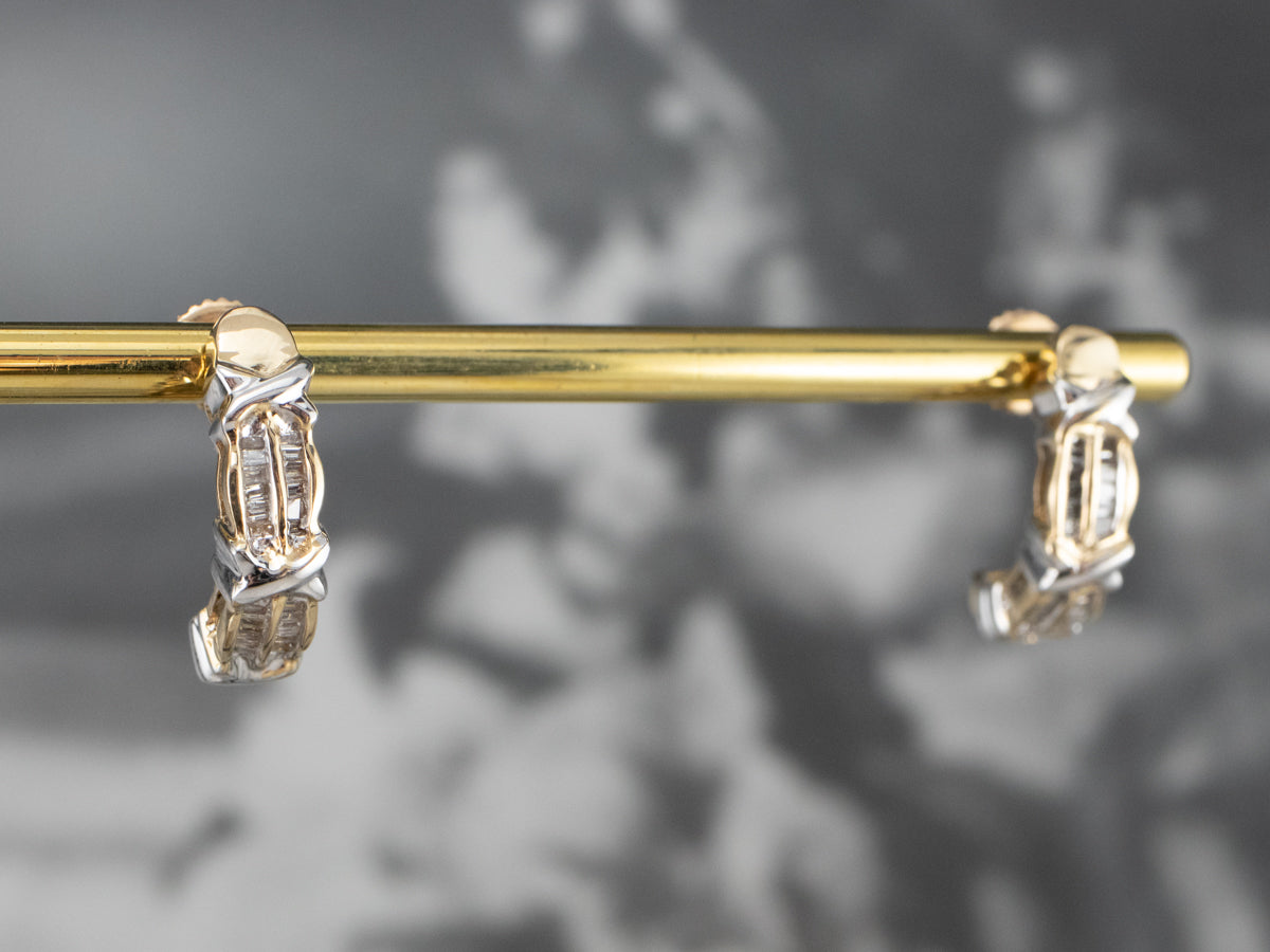 Modern Baguette Diamond Drop Earrings