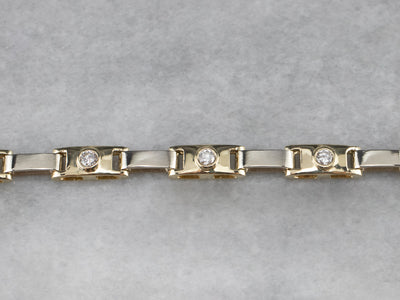 Gold Bezel Set Diamond Link Bracelet