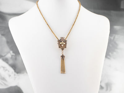 Victorian Gold Tassel Pendant Chain Necklace
