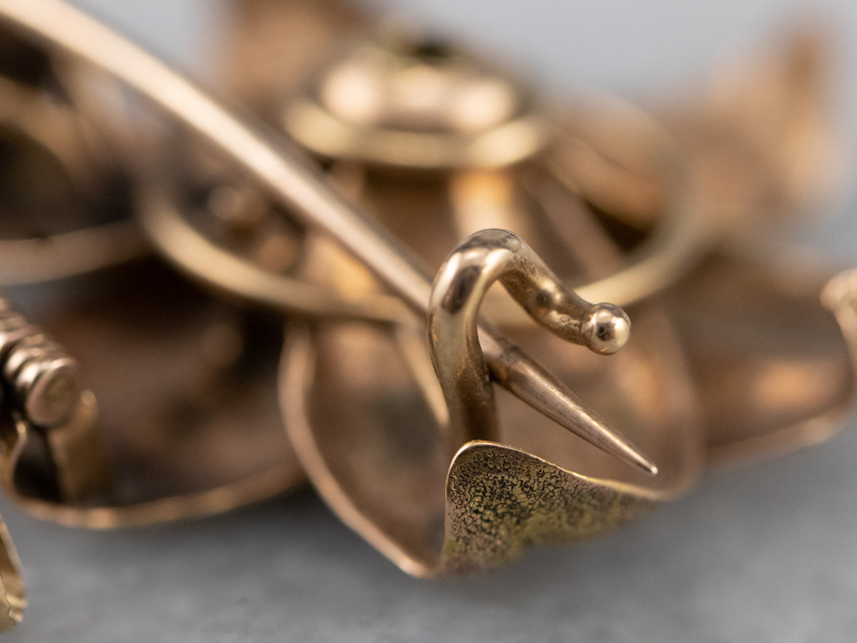 Antique Diamond Gold Flower Brooch Pendant