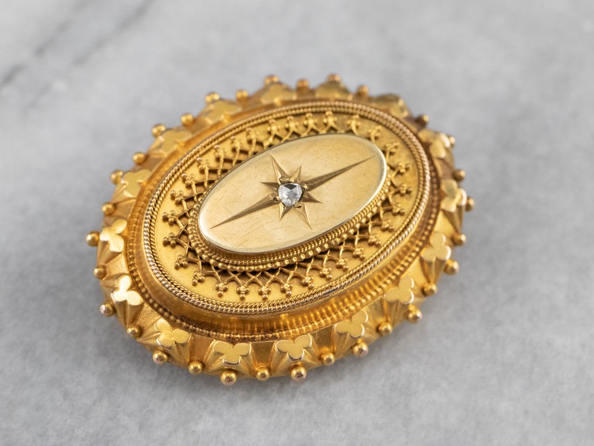 Victorian Diamond Gold Brooch Locket