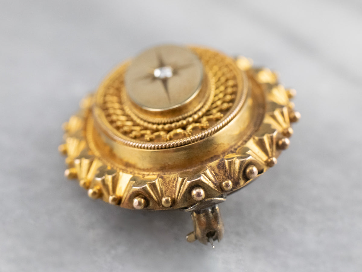 Victorian Diamond Gold Brooch Locket