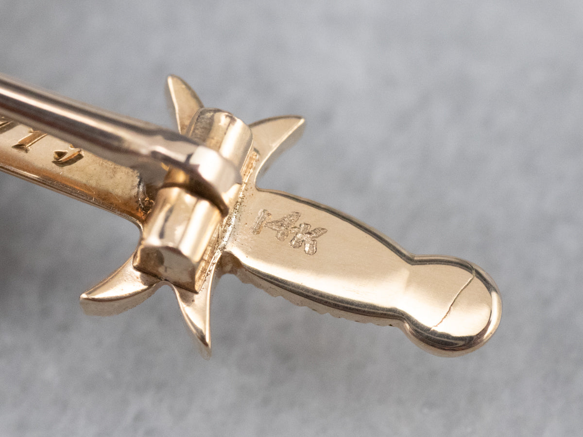 1915 Antique Old Mine Cut Diamond and Gold Masonic Pin