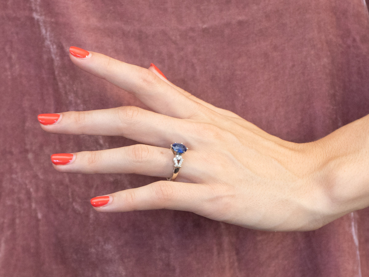 Modern Sapphire and Diamond Anniversary or Engagement Ring