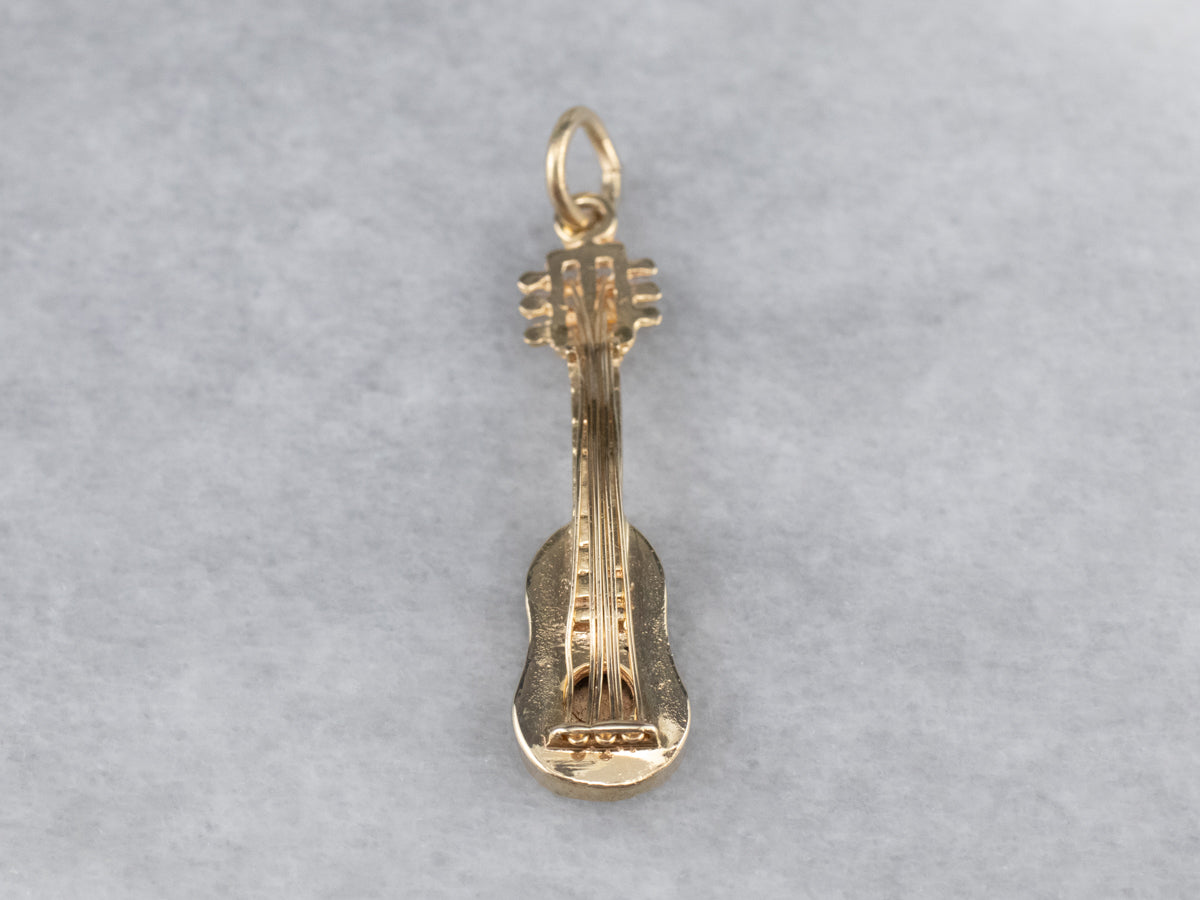 Gold Acoustic Guitar Charm or Pendant