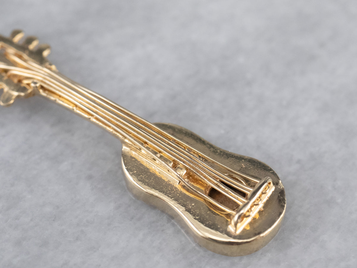 Gold Acoustic Guitar Charm or Pendant