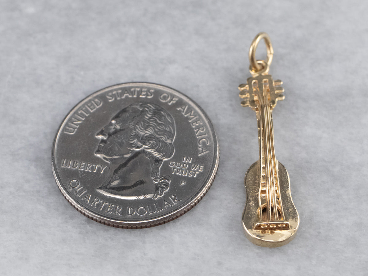 Gold Acoustic Guitar Charm or Pendant