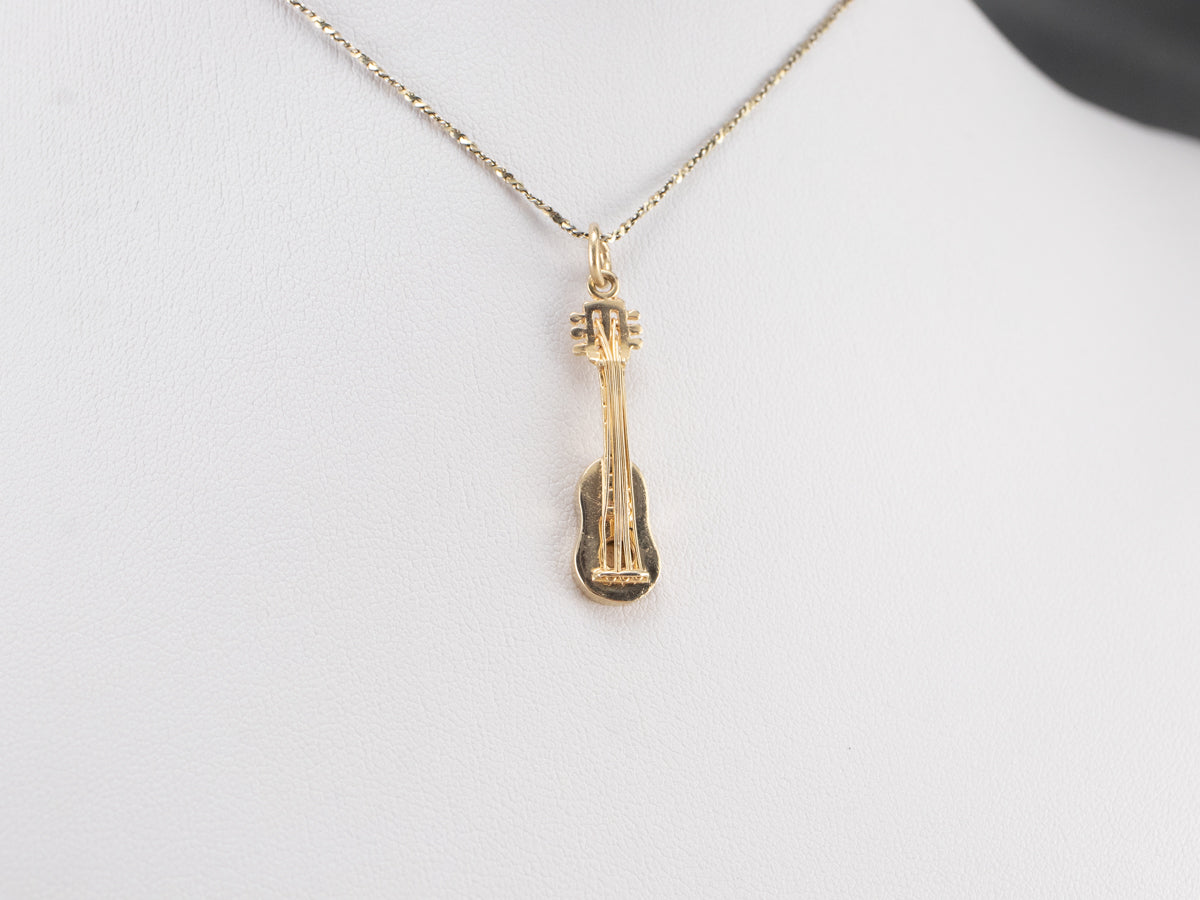 Gold Acoustic Guitar Charm or Pendant