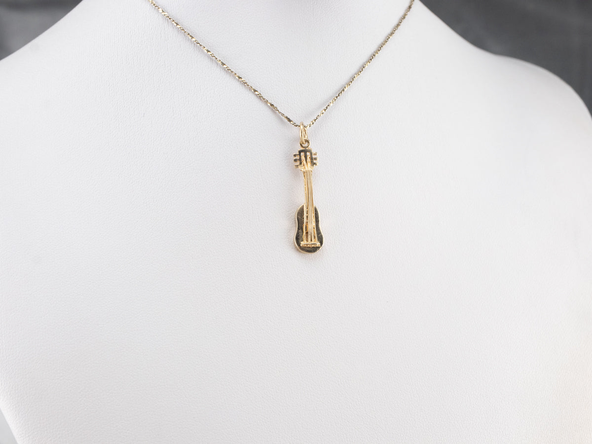 Gold Acoustic Guitar Charm or Pendant