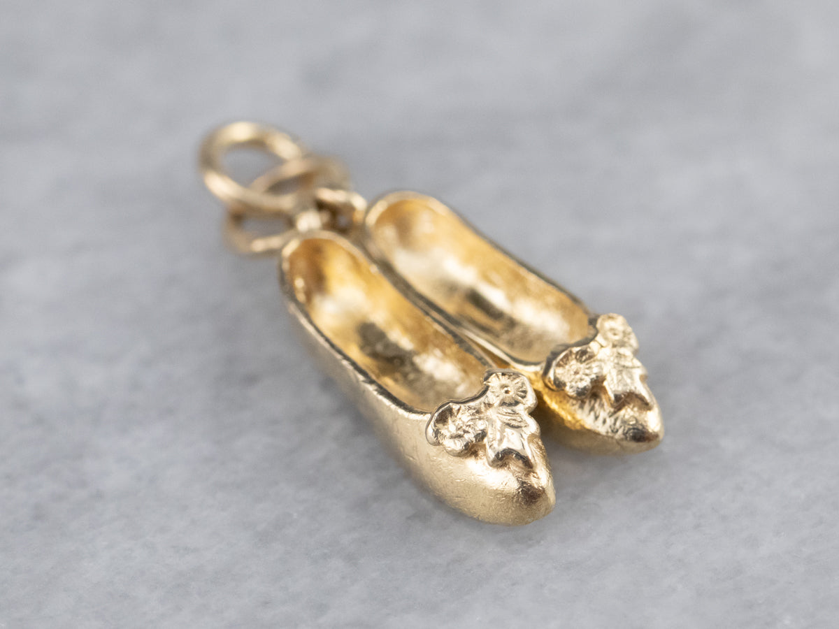 Sweet Gold Ballerina Slippers Charm