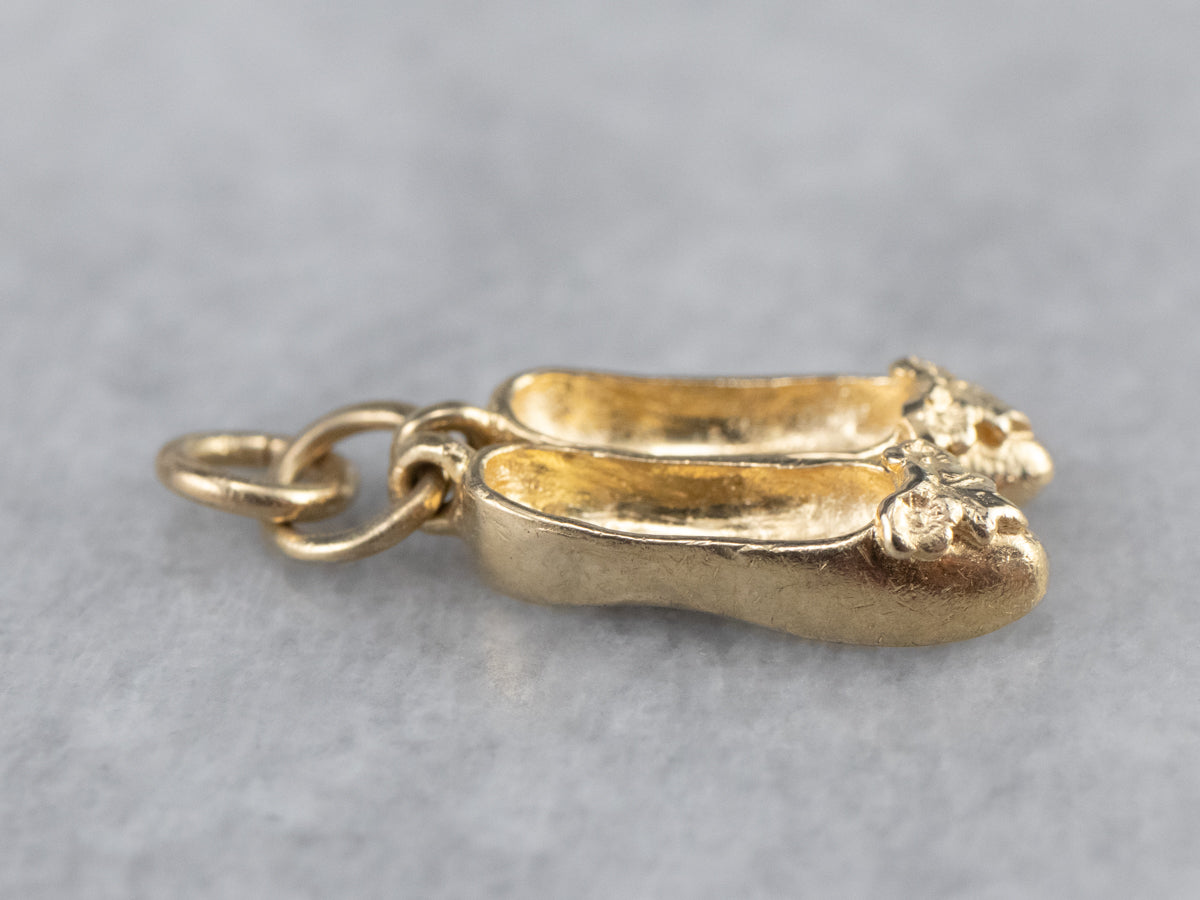 Sweet Gold Ballerina Slippers Charm