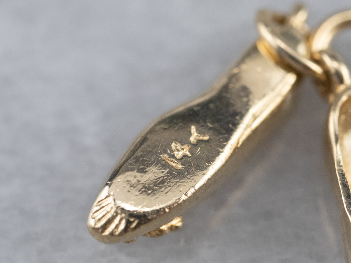 Sweet Gold Ballerina Slippers Charm