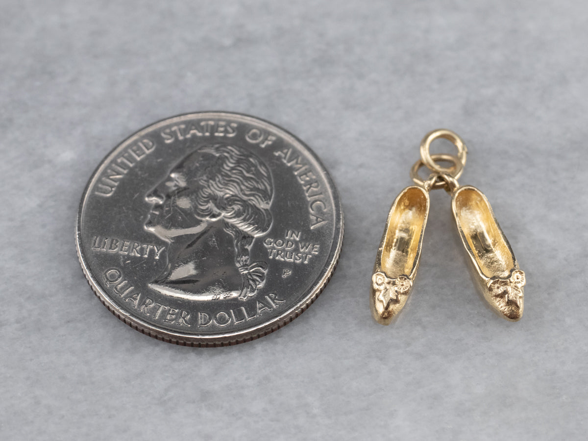 Sweet Gold Ballerina Slippers Charm