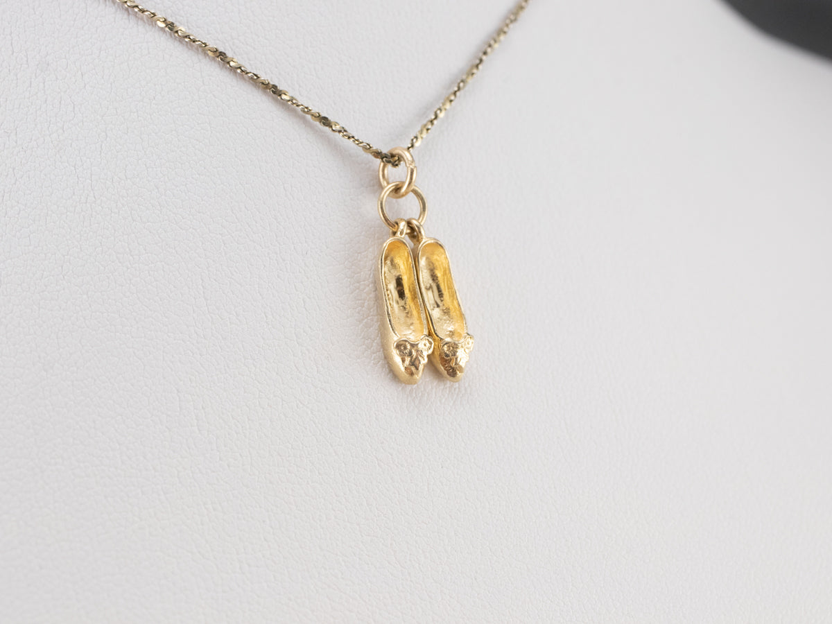Sweet Gold Ballerina Slippers Charm